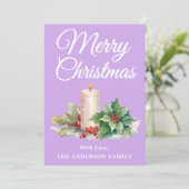 Minimalistisch script vrolijke kerstlavendel feestdagenkaart (Staand voorkant)