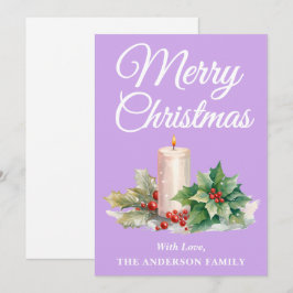 Minimalistisch script vrolijke kerstlavendel feestdagenkaart