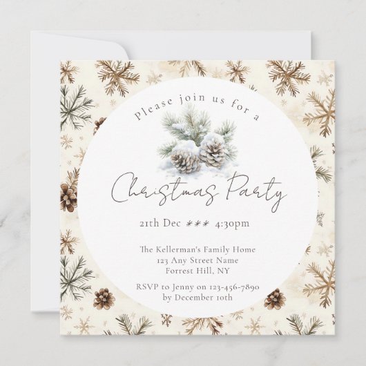 Minimalistisch script, waterverf besneeuwde dennen kaart (Voorkant)