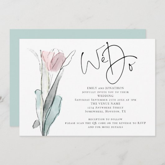 Minimalistisch Script We Do Foto QR Code Trouw Inv Kaart (Voorkant / Achterkant)