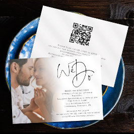 Minimalistisch Script We Do Foto QR Code Trouwen Kaart