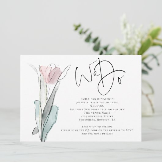 Minimalistisch Script We Do Photo QR Code Trouw In Kaart (Staand voorkant)