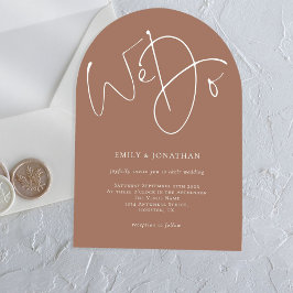 Minimalistisch script We doen bruiloft zacht bruin Acryl Uitnodigingen