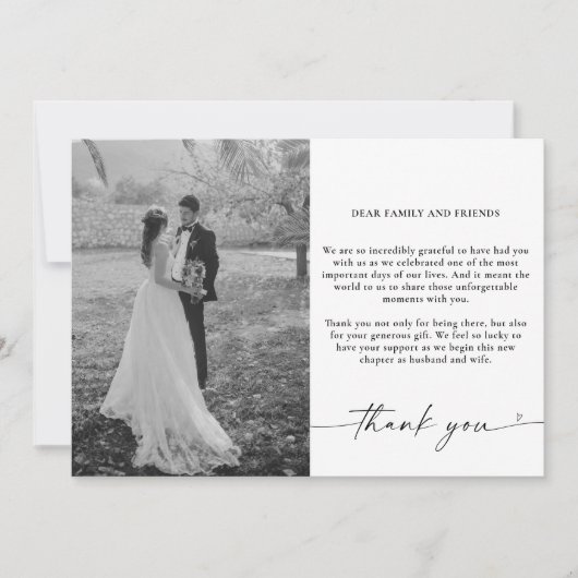 Minimalistisch Script Wedding 4 foto's Dank u kaar Bedankkaart (Voorkant)