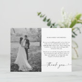 Minimalistisch Script Wedding 4 foto's Dank u kaar Bedankkaart (Staand voorkant)