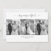 Minimalistisch Script Wedding 4 foto's Dank u kaar Bedankkaart (Achterkant)