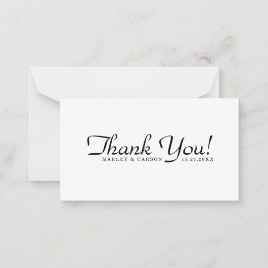 Minimalistisch Script Wedding Budget Bedankt Notitiekaartje (Voorkant)