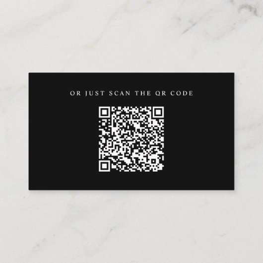 Minimalistisch Script Wedding Details QR-code Informatiekaartje (Achterkant)