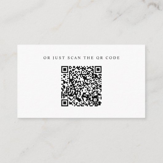 Minimalistisch Script Wedding Details QR-code Informatiekaartje (Achterkant)