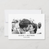 Minimalistisch Script Wedding Merci | Elegante fot Bedankkaart (Achterkant)