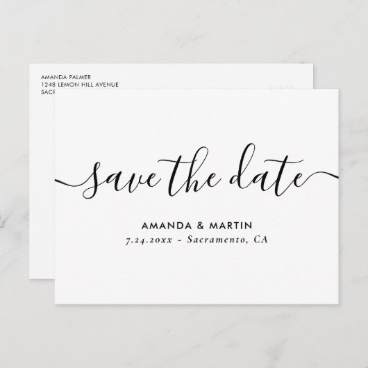 Minimalistisch Script Wedding sparen de Briefkaart (Voorkant / Achterkant)