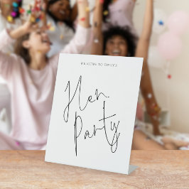 Minimalistisch script Welkom bij Hen Party Reclamebord Met Voetstuk