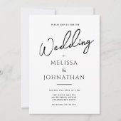 Minimalistisch Script White Clean Elegant Wedding Kaart (Voorkant)