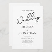 Minimalistisch Script White Clean Elegant Wedding Kaart (Voorkant / Achterkant)