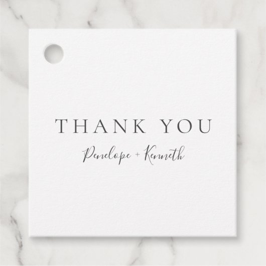 Minimalistisch script White Modern Custom Wedding Bedankjes Labels (Voorkant)