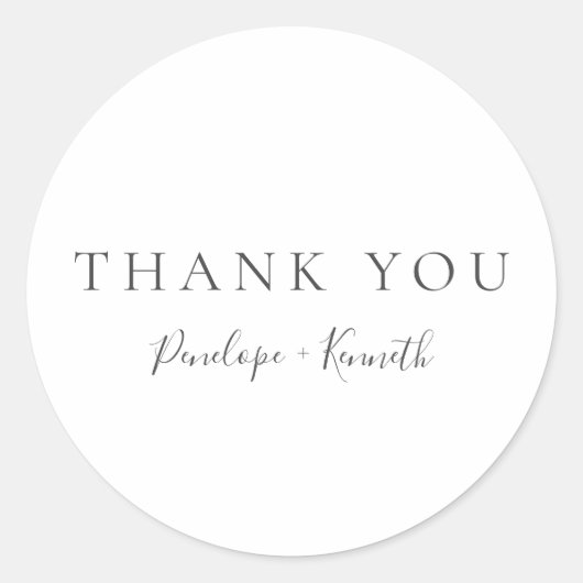 Minimalistisch script White Modern Custom Wedding Ronde Sticker (Voorkant)