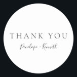 Minimalistisch script White Modern Custom Wedding Ronde Sticker<br><div class="desc">Minimalistisch Script White Modern Custom Wedding Classic Round Sticker</div>