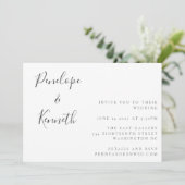 Minimalistisch script White Modern Wedding Boho Kaart (Staand voorkant)