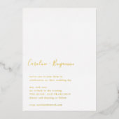 Minimalistisch script White Modern Wedding Gold Folie Uitnodiging (Voorkant)