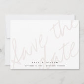 Minimalistisch Script Wit Beige Save the Date Kaar Kaart (Voorkant)