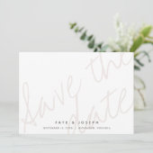 Minimalistisch Script Wit Beige Save the Date Kaar Kaart (Staand voorkant)