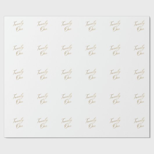 Minimalistisch Script wit en goud 21e verjaardag Cadeaupapier (Vlak)