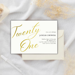 Minimalistisch Script wit en goud 21e verjaardag Kaart