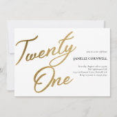 Minimalistisch Script wit en goud 21e verjaardag Kaart (Voorkant)
