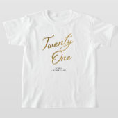 Minimalistisch Script wit en goud 21e verjaardag T-shirt (Laagn)