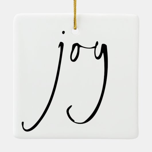Minimalistisch script: wit kerstzwart keramisch ornament (Achterkant)
