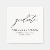 Minimalistisch Script Wit Zwart Afstuderen Servet (Voorkant)