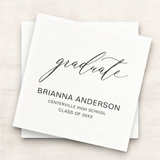 Minimalistisch Script Wit Zwart Afstuderen Servet
