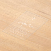 Minimalistisch script Witte doop Acryl Uitnodigingen (Laagn)