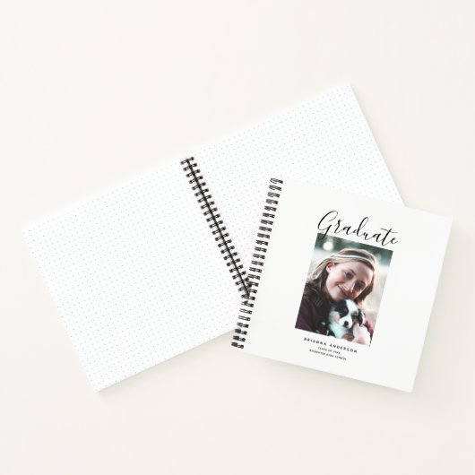 Minimalistisch script Witte foto Afstuderen Notitieboek (Binnen)