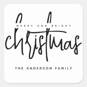 Minimalistisch script witte kerst vierkante sticker
