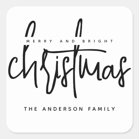 Minimalistisch script witte kerst vierkante sticker (Voorkant)