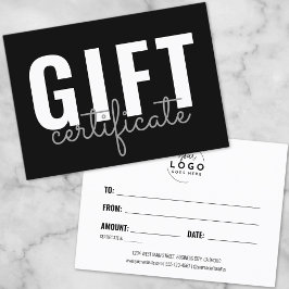 Minimalistisch script zakelijke cadeaubon visitekaartje