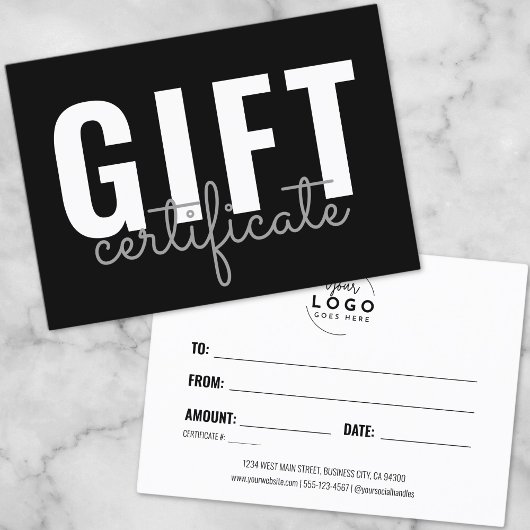 Minimalistisch script zakelijke cadeaubon visitekaartje