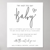 Minimalistisch Script Zeg Niet Baby Shower Spel Poster (Voorkant)