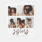 Minimalistisch script 'Zusters' 5 foto collage Fleece Deken (Voorkant)