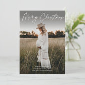 Minimalistisch Script Zwangerschap Foto Kerstmis Feestdagenkaart (Staand voorkant)