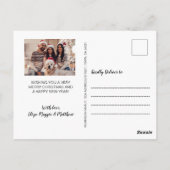 Minimalistisch Script Zwart 4 Fotocollage Kerstmis Briefkaart (Achterkant)