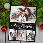 Minimalistisch Script Zwart 4 Fotocollage Kerstmis Briefkaart