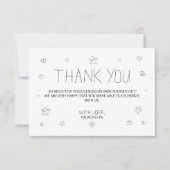 Minimalistisch script zwart bedankt Baby shower (Voorkant)