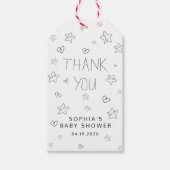 Minimalistisch script zwart bedankt Baby shower Cadeaulabel (Voorkant)