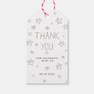 Minimalistisch script zwart bedankt Baby shower Gi Cadeaulabel