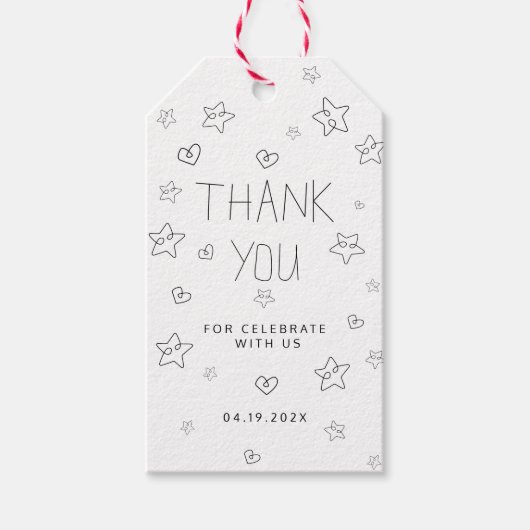 Minimalistisch script zwart bedankt Baby shower Gi Cadeaulabel (Voorkant)