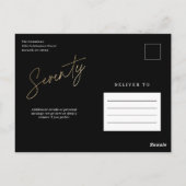 Minimalistisch script zwart en Gold 70th Birthday Briefkaart (Achterkant)