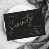 Minimalistisch script zwart en Gold 70th Birthday Briefkaart