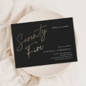 Minimalistisch script zwart en Gold 75th Birthday Magnetische Uitnodiging